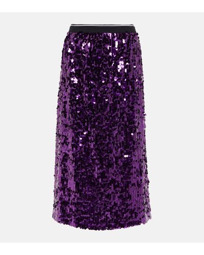 Plan C Sequined Midi Skirt - Purple
