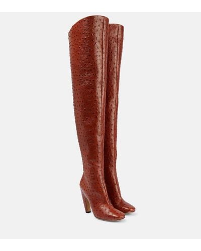 Bottega Veneta Canalazzo Leather Over-the-knee Boots - Red