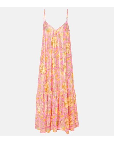 Juliet Dunn Robe midi en coton a fleurs - Rose