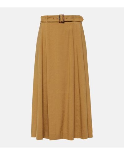 Veronica Beard Arwen Linen-blend Midi Skirt - Natural