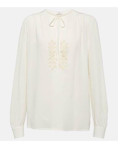 Etro Embroidered Silk Blouse - White