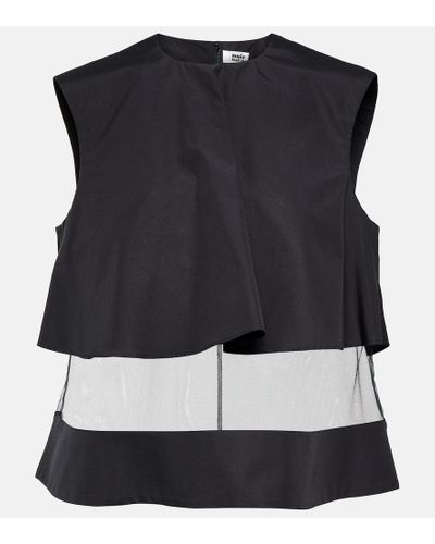 Noir Kei Ninomiya Top in cotone con mesh - Nero