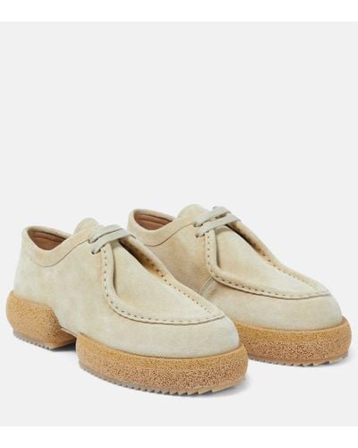 Dries Van Noten Lace-up Suede Loafers - Natural