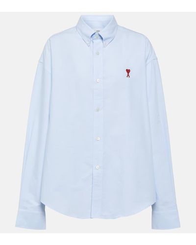 Ami Paris Camisa de algodon oversized - Azul
