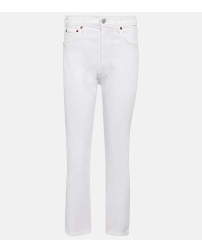 Agolde High-Rise Cropped Jeans Riley - Weiß