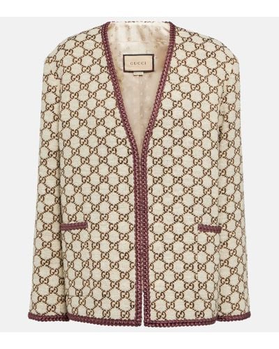 Gucci GG Jacquard Tweed Jacket - Natural
