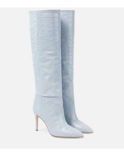 Paris Texas Croc-effect Leather Knee-high Boots - Blue
