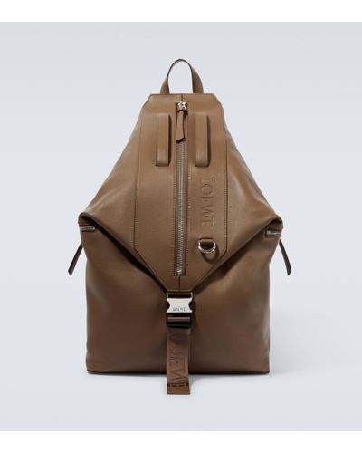 Loewe Convertible Leather Backpack - Brown
