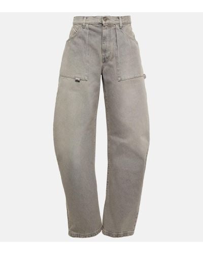 The Attico Effie High-rise Barrel-leg Jeans - Gray