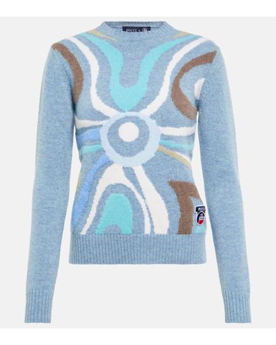 Emilio Pucci X Fusalp Intarsia Wool Cardigan - Blue