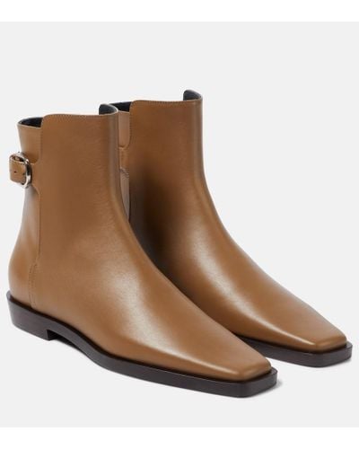 Totême The Belted Leather Ankle Boots - Brown