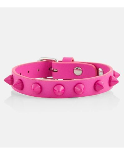 Christian Louboutin Verziertes Armband Loubilink aus Leder - Pink