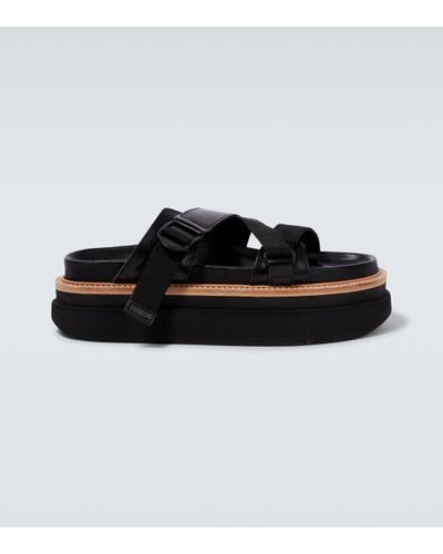 Sacai Hybrid Belt Leather Platform Sandals - Black