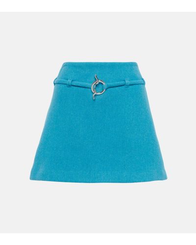 Ganni Mini-jupe en laine melangee - Bleu