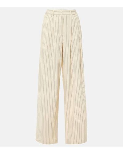 Frankie Shop Ripley Pinstripe Twill Wide-leg Pants - Natural