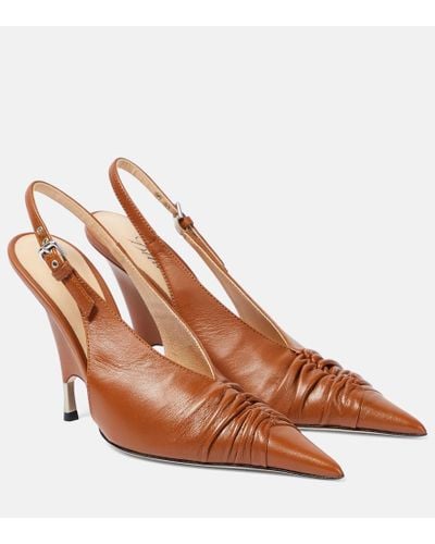 Blumarine Leather Slingback Pumps - Brown