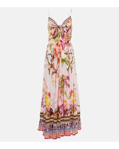 Camilla Embellished Silk Maxi Dress - White