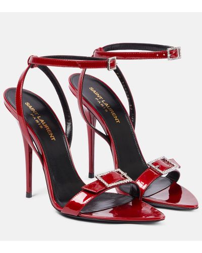 Saint Laurent Claude 110 Patent Leather Sandals - Red