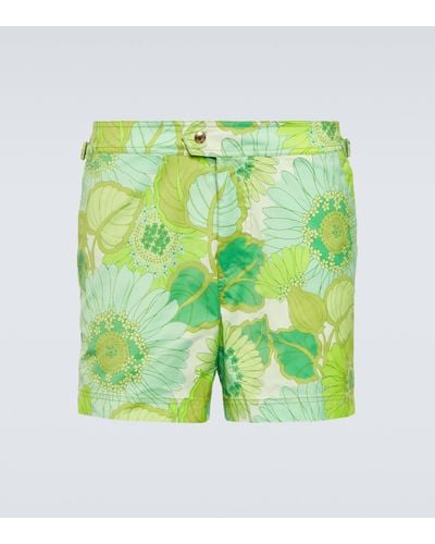 Tom Ford Printed Swim Trunks - Green