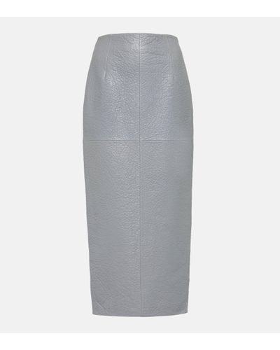Prada High-rise Leather Pencil Skirt - Grey