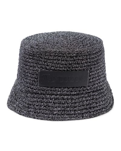 JW Anderson Knitted Cotton-blend Bucket Hat - Gray