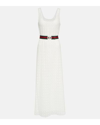 Gucci GG Cotton-blend Lace Maxi Dress - White