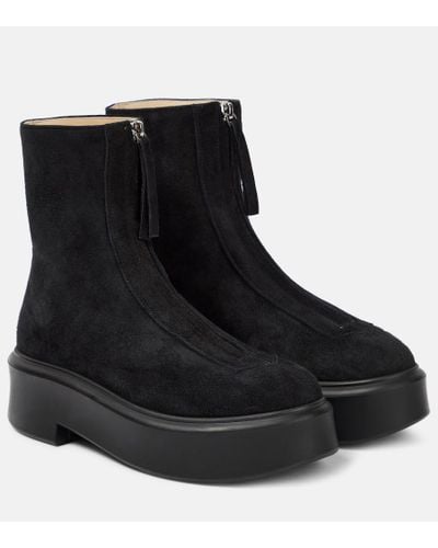 The Row Suede Zipped Ankle Boots 50 - Black