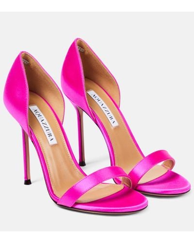 Aquazzura Uptown Satin Sandals - Pink