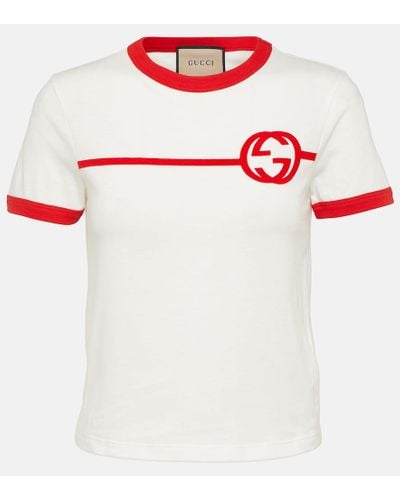 Gucci Camiseta Interlocking G de jersey de algodon - Blanco