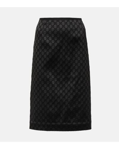 Gucci GG Silk Duchesse Midi Skirt - Black