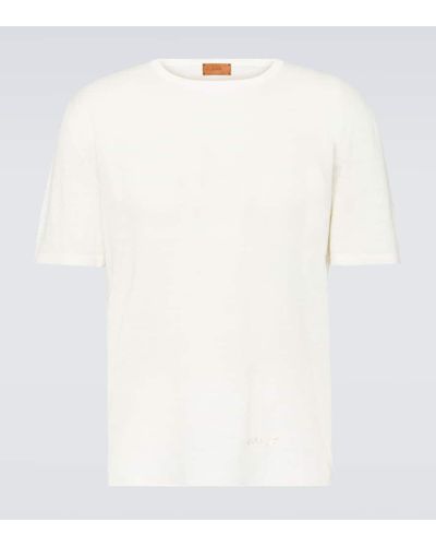 Alanui T-shirt Frayed in lino - Bianco