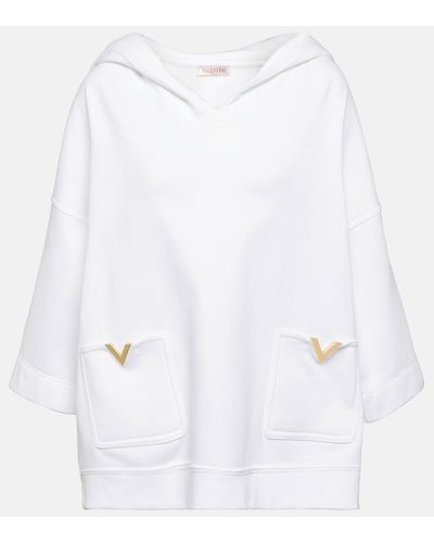 Valentino Vgold Cotton-blend Jersey Hoodie - White