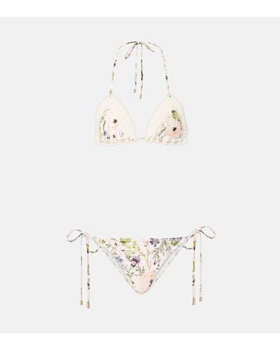Zimmermann Bikini Halliday de croche floral - Blanco