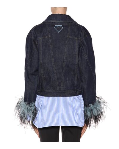 prada feather jeans