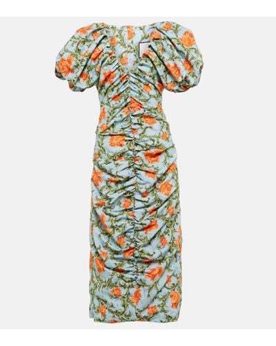 Agua Bendita Camelia Floral Cotton Midi Dress - Multicolor