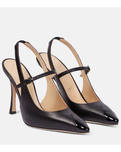 Alessandra Rich Leather Slingback Court Shoes - Black