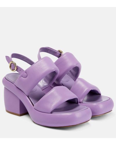 Dries Van Noten Padded Leather Platform Sandals - Purple