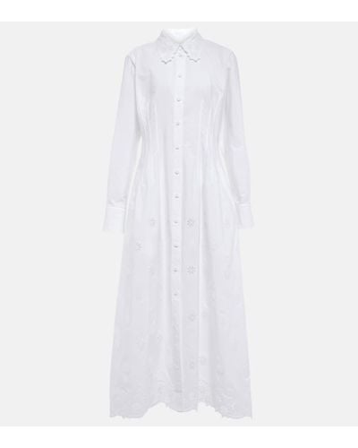 Chloé Embroidered Midi Shirt Dress - White