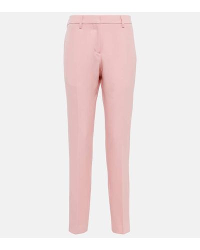 Burberry Mid-rise Slim Wool Pants - Pink