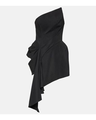 Mugler Draped Asymmetric Minidress - Black