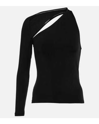 Balenciaga Top asimetrico de jersey - Negro