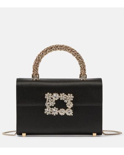 Roger Vivier Rv Bouquet Mini Satin Clutch - Black