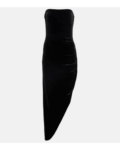 Norma Kamali Strapless Asymmetrical Midi Dress - Black