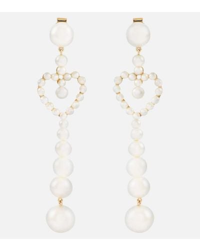 Sophie Bille Brahe Pendientes Pearl Heart de oro de 14 ct con perlas - Blanco