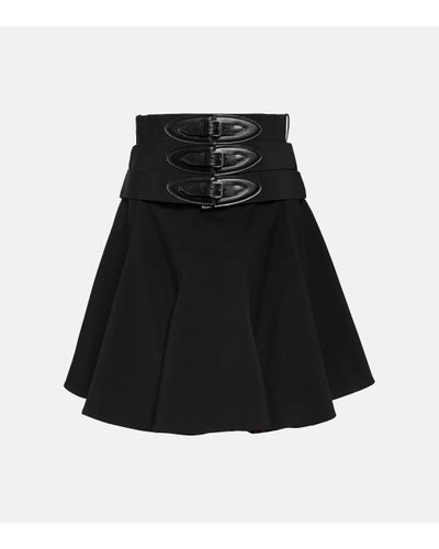 Alaïa Belted Wool Miniskirt - Black