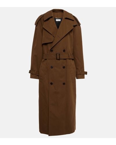 Saint Laurent Double-breasted Cotton Trench Coat - Brown