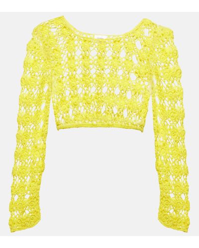 Anna Kosturova Bella Crochet Cotton Crop Top - Yellow