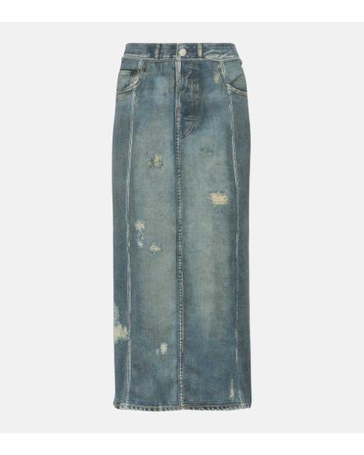 Acne Studios Gonna midi di jeans con stampa - Blu