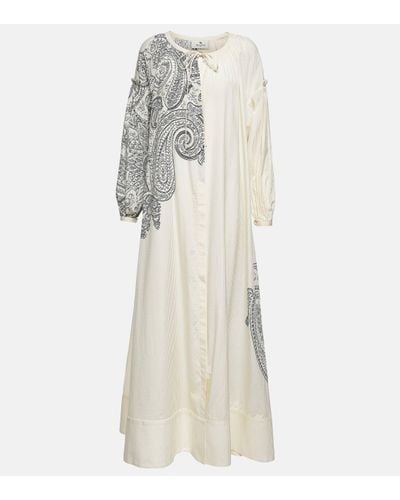 Etro Paisley Cotton And Silk Kaftan - White