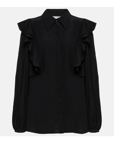 Chloé Ruffle-trimmed Silk Shirt - Black